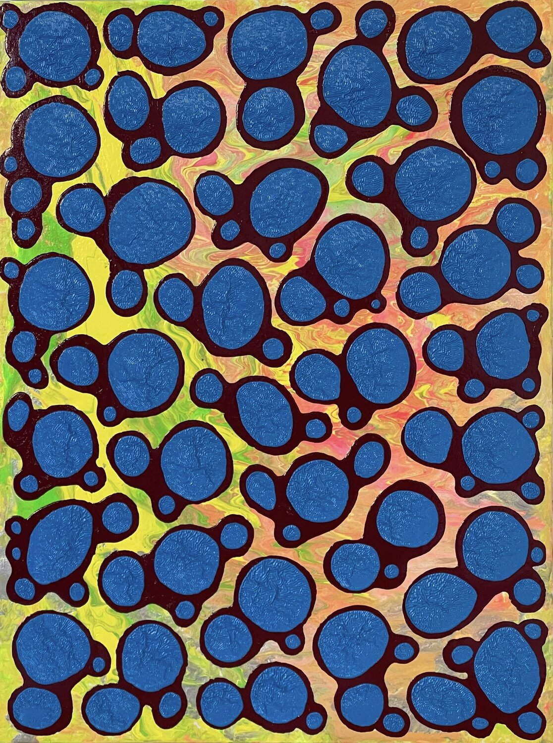 Ying Yang  Yellow Green - Maroon - Turquoise Pablo Contrisciani