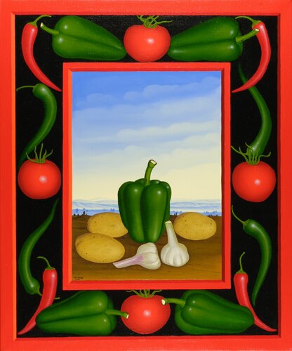 Stilleben mit Paprika van Siegbert Hahn, Schilderij te koop op Singulart