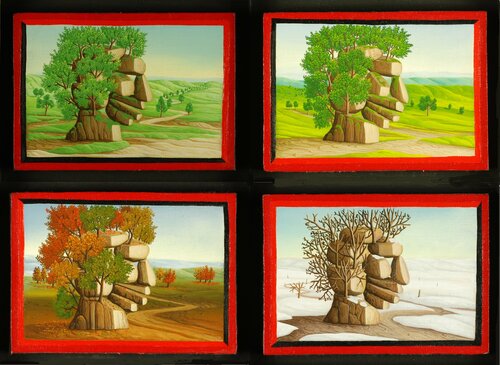 Frühling - Sommer - Herbst - Winter (4er Einheit) von Siegbert Hahn, Malerei kaufen auf Singulart