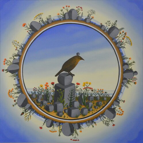 Der Vogel mit dem Stein by Siegbert Hahn, Painting for Sale on Singulart