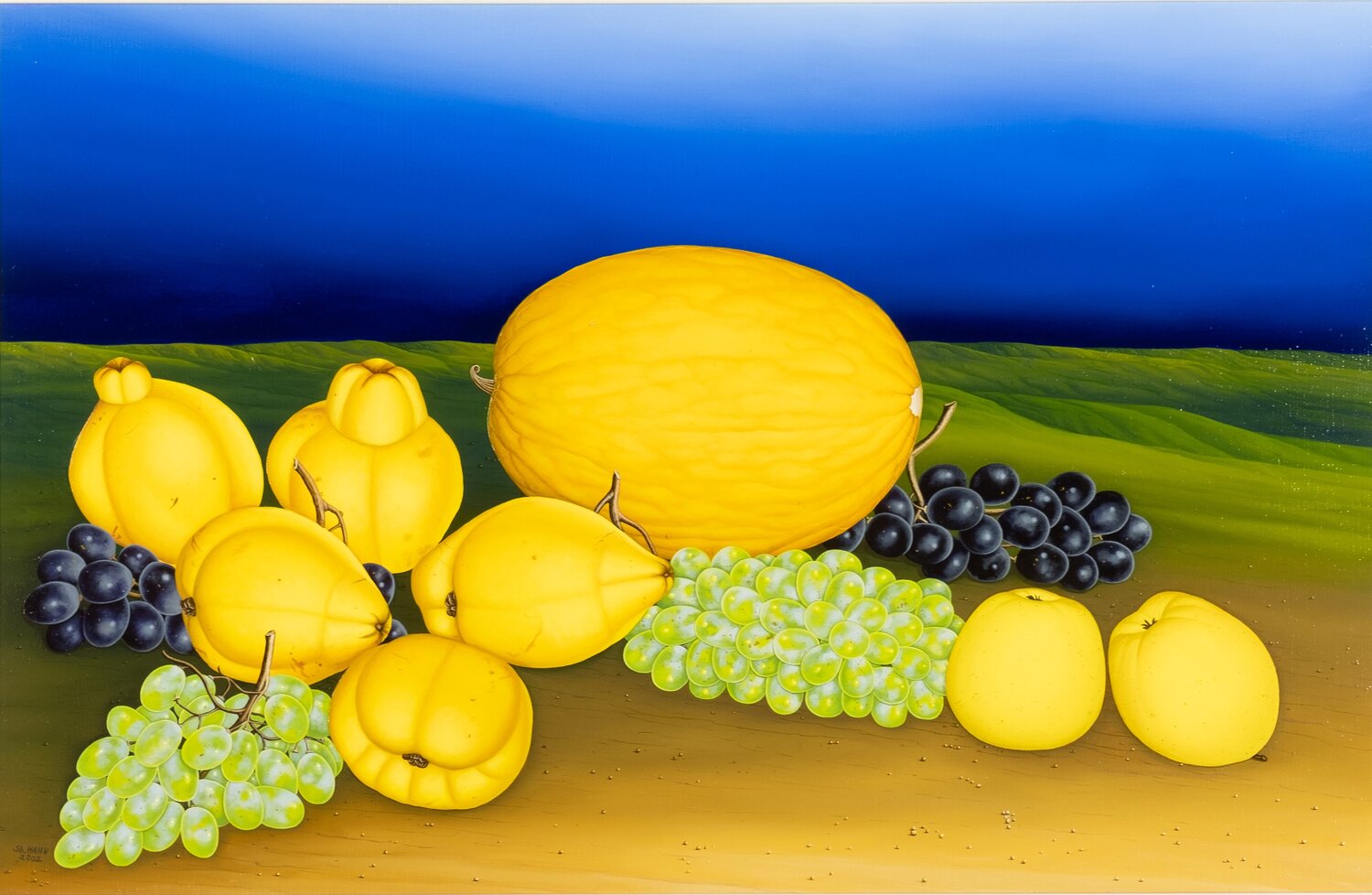 Stilleben mit gelber Melone und Quitten Siegbert Hahn