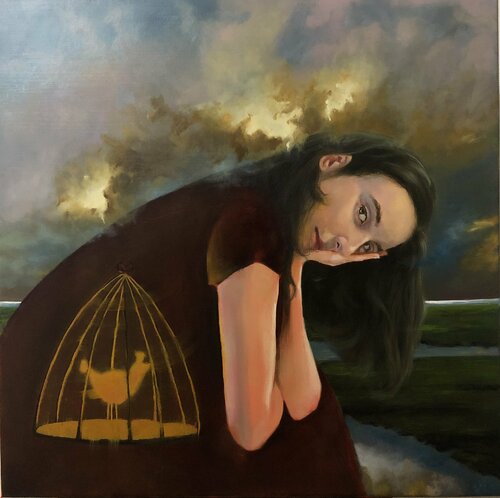 Golden Cage by Behnaz Larsen, 油畫 for Sale on Singulart