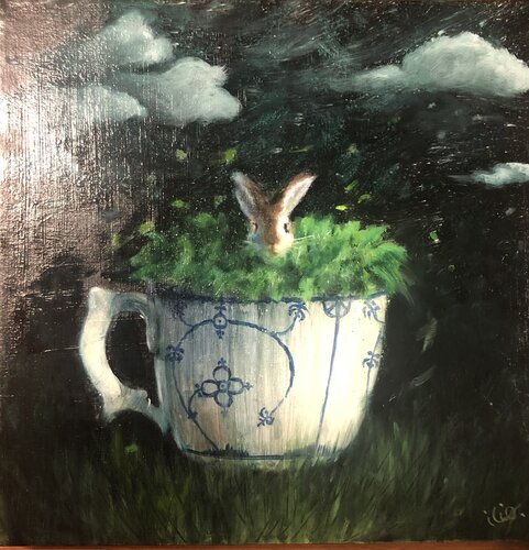 The Magic Rabbit by Behnaz Larsen, 油畫 for Sale on Singulart