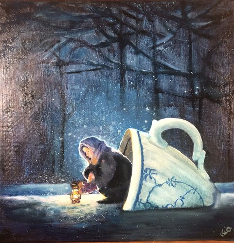 The Little Match Girl by Behnaz Larsen, 油畫 for Sale on Singulart