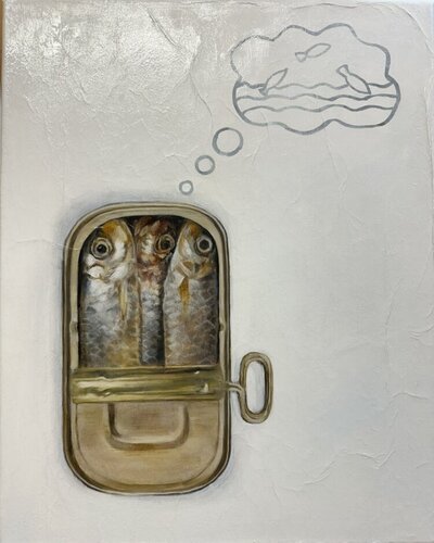 Sardine Dreaming von Behnaz Larsen, Malerei kaufen auf Singulart