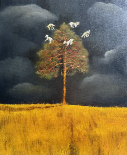 Sleeping Cedar van Behnaz Larsen, Schilderij te koop op Singulart