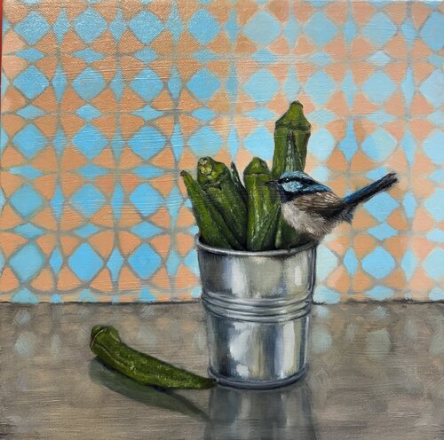 Gumbo for Superb Fairy Wren by Behnaz Larsen, 油畫 for Sale on Singulart