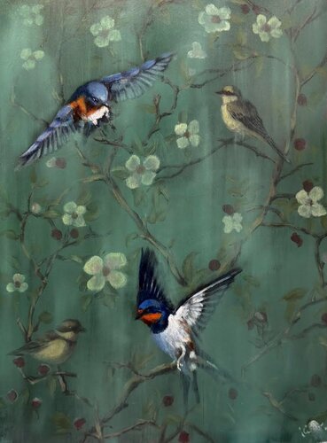 Robins Unstuck by Behnaz Larsen, 油畫 for Sale on Singulart