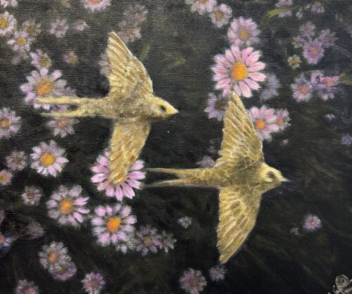 Daisies and birds Behnaz Larsen