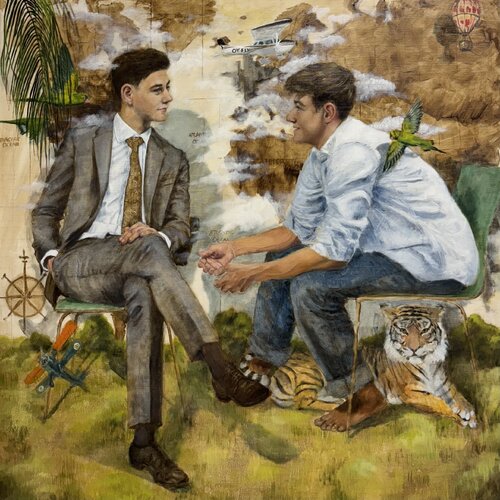 Commission double portrait A+C van Behnaz Larsen, Schilderij te koop op Singulart