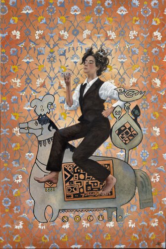 Sitting on a High Paper Horse di Behnaz Larsen, Pittura in vendita su Singulart