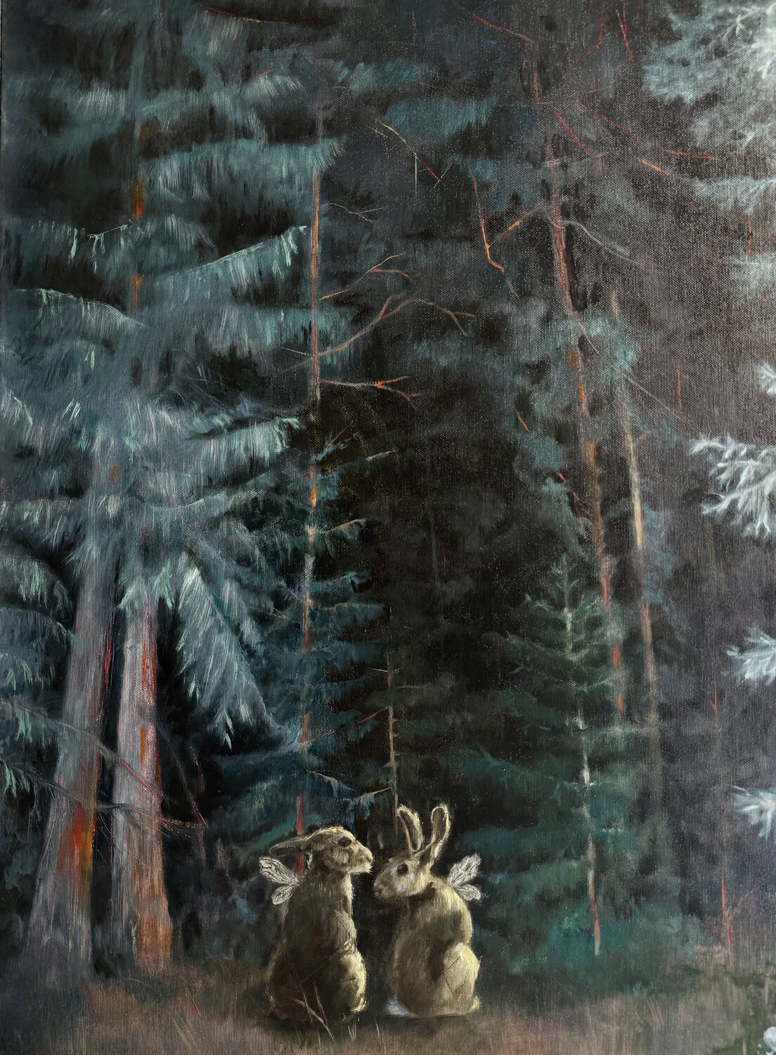 Two Old Friends Behnaz Larsen Original painting for sale
