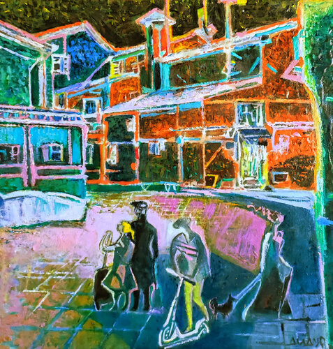 Night in a colorful city von Galya Didur, Malerei kaufen auf Singulart