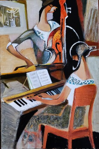 Composition with cello and piano van Galya Didur, Schilderij te koop op Singulart