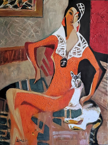 With a cat von Galya Didur, Malerei kaufen auf Singulart