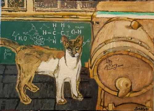 interior with a cat by Galya Didur, Painting for Sale on Singulart