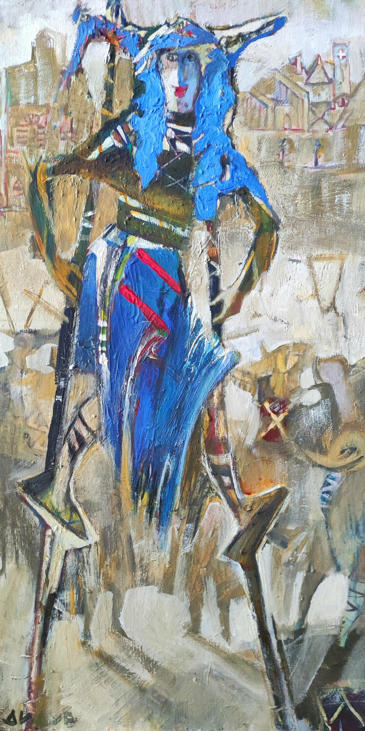 Stilts (Games in the Middle Ages) by Galya Didur (2019) Painting