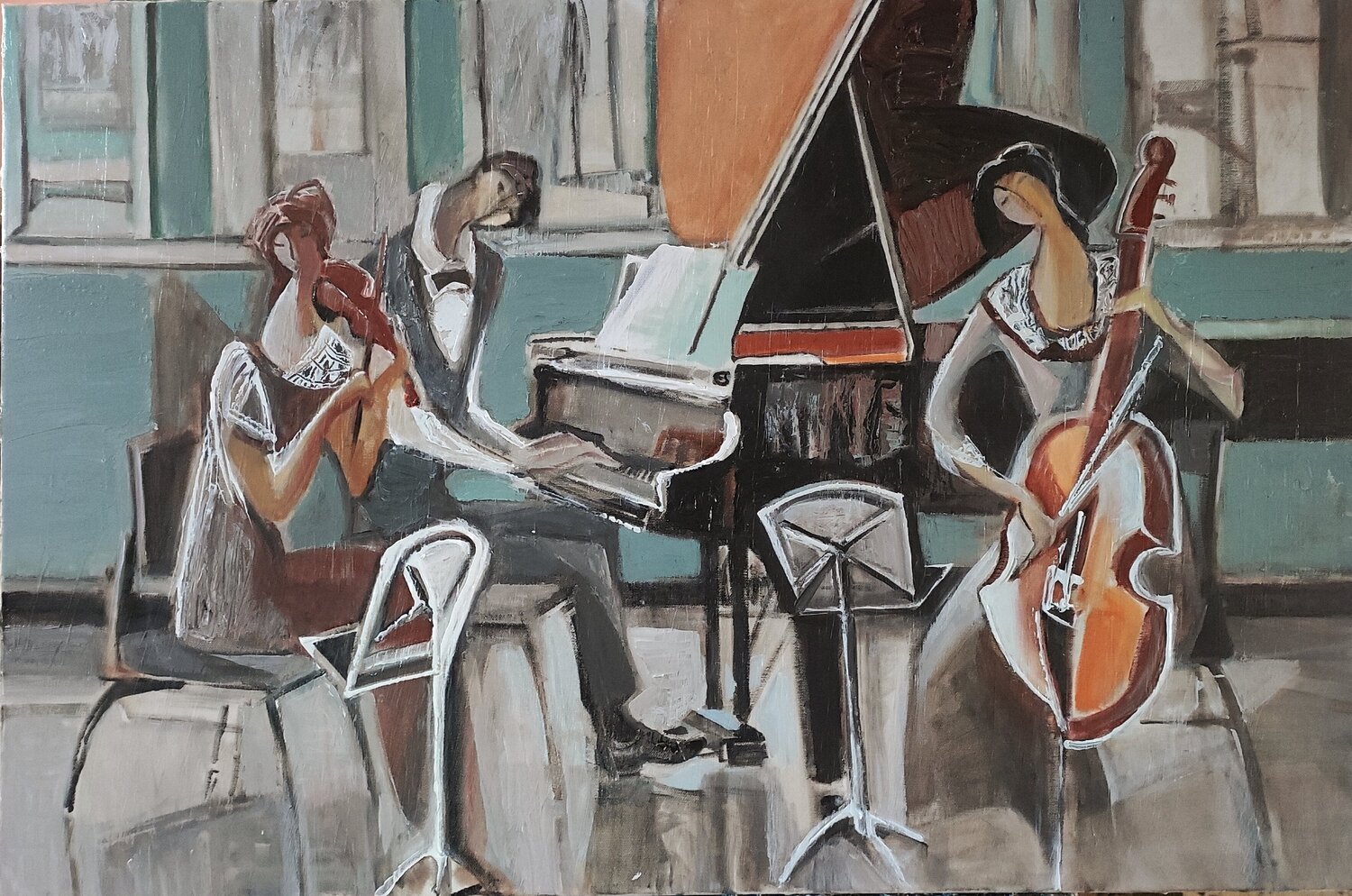 Mendelssohn's PianoTrio in D minor' Galya Didur Originalgemälde zu verkaufen