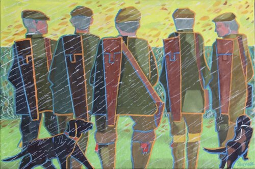 Men and dogs de Sinclair Webster, Pintura a la venta en Singulart