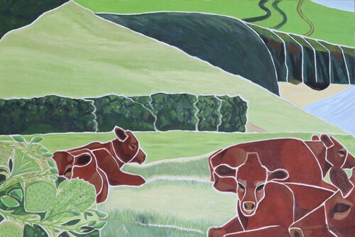 Cornish cows von Sinclair Webster, Malerei kaufen auf Singulart