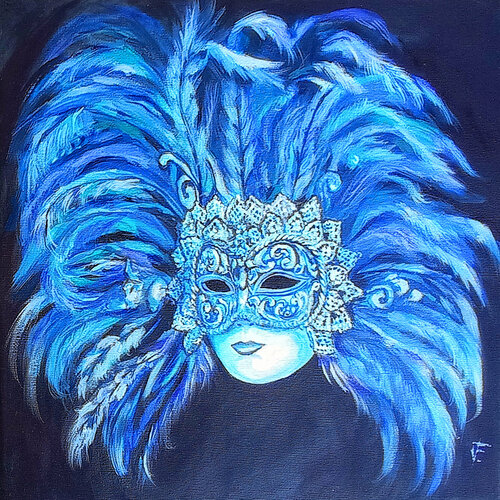 La Maschera Veneziana Blu. van Viktoriya Filipchenko, Schilderij te koop op Singulart