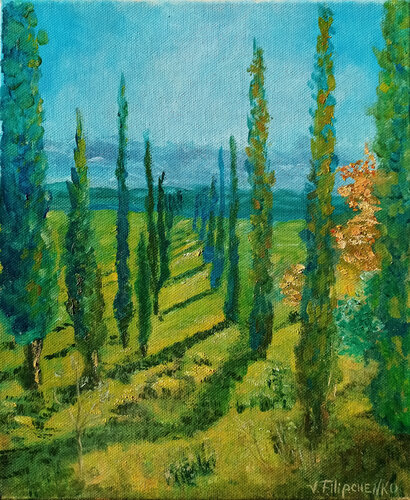 Cipressi, Paesaggio italiano. van Viktoriya Filipchenko, Schilderij te koop op Singulart