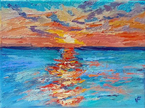 Orange Colors Sunset van Viktoriya Filipchenko, Schilderij te koop op Singulart