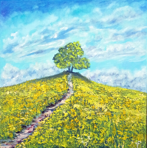 L'albero solitario sulla collina. de Viktoriya Filipchenko, Pintura a la venta en Singulart