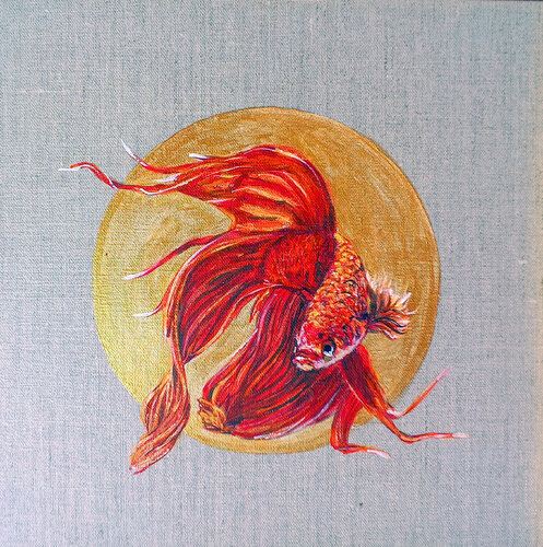 Pesce Betta Rosso. van Viktoriya Filipchenko, Schilderij te koop op Singulart
