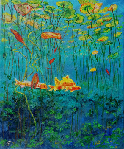 Fish in the pond. van Viktoriya Filipchenko, Schilderij te koop op Singulart