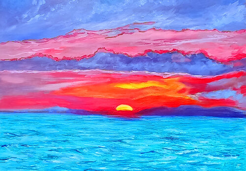 Mare turchese con cielo rosso. Viktoriya Filipchenko