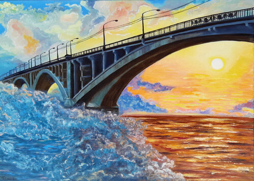 The Bridge On Sunset. van Viktoriya Filipchenko, Schilderij te koop op Singulart