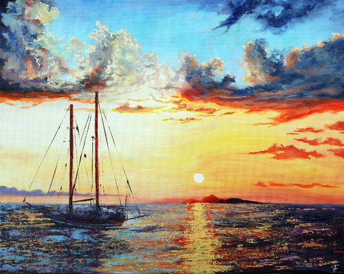 Al Tramonto, Paesaggio Marino. von Viktoriya Filipchenko, Malerei kaufen auf Singulart