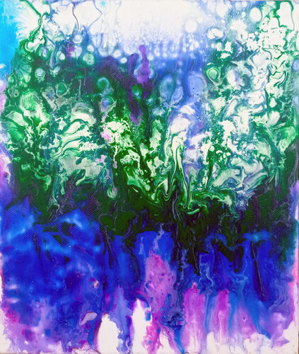 Green and violet abstract. di Viktoriya Filipchenko, Pittura in vendita su Singulart