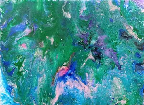 Green and violet abstract. van Viktoriya Filipchenko, Schilderij te koop op Singulart
