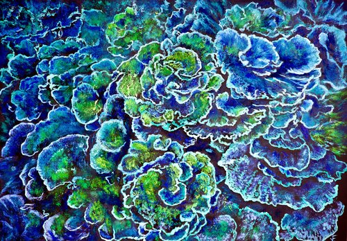 Paesaggio sottomarino verde-blu. van Viktoriya Filipchenko, Schilderij te koop op Singulart