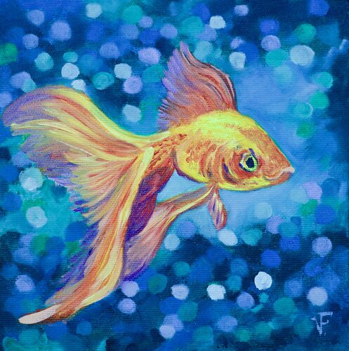 Pesce Rosso 1. van Viktoriya Filipchenko, Schilderij te koop op Singulart