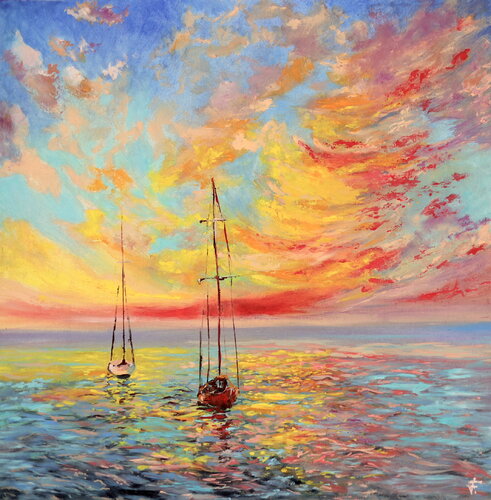 Tramonto colorato. di Viktoriya Filipchenko, Pittura in vendita su Singulart