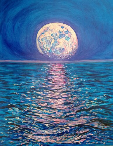 Il riflesso della Luna Rosa. di Viktoriya Filipchenko, Pittura in vendita su Singulart