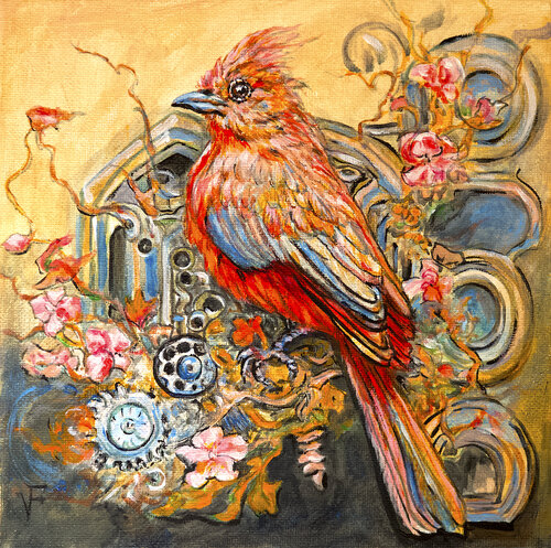 Piccolo uccellino rosso. von Viktoriya Filipchenko, Malerei kaufen auf Singulart