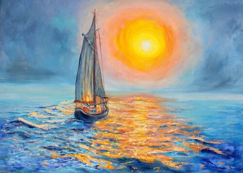 Barca Al Tramonto. van Viktoriya Filipchenko, Schilderij te koop op Singulart