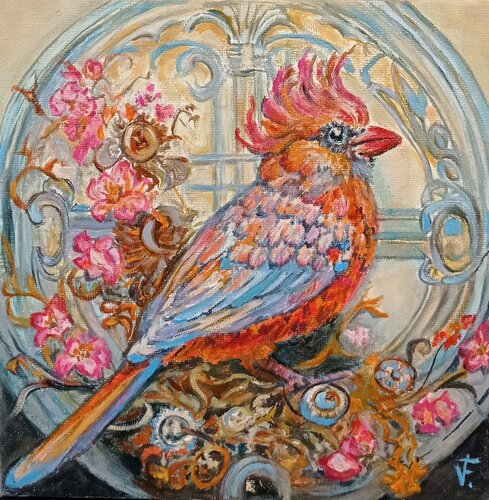 Piccolo uccellino rosso. di Viktoriya Filipchenko, Pittura in vendita su Singulart