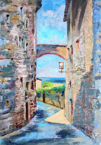 Volterra Città Medievale Italiana. de Viktoriya Filipchenko, Pintura a la venta en Singulart