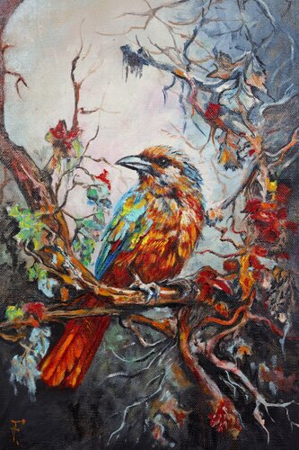 Piccolo uccellino rosso. by Viktoriya Filipchenko, Painting for Sale on Singulart