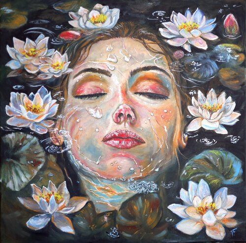 Bathing Among Water Lilies. von Viktoriya Filipchenko, Malerei kaufen auf Singulart