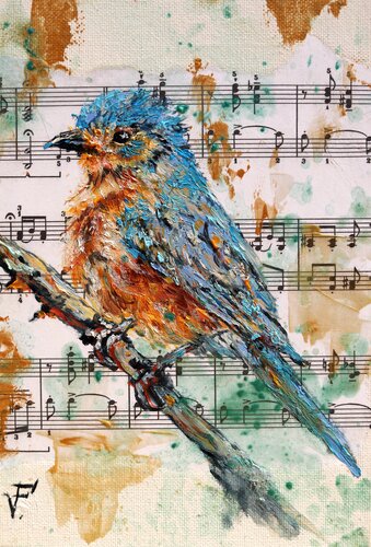 Piccolo uccellino blu. von Viktoriya Filipchenko, Malerei kaufen auf Singulart