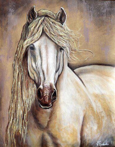 Il Cavallo Dorato. par Viktoriya Filipchenko, Peinture en vente sur Singulart