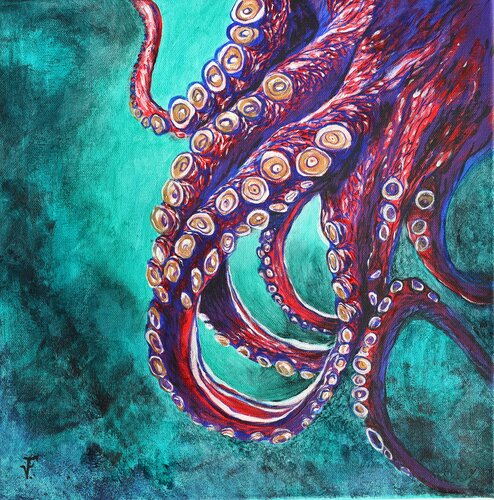 Red Octopus. von Viktoriya Filipchenko, Malerei kaufen auf Singulart