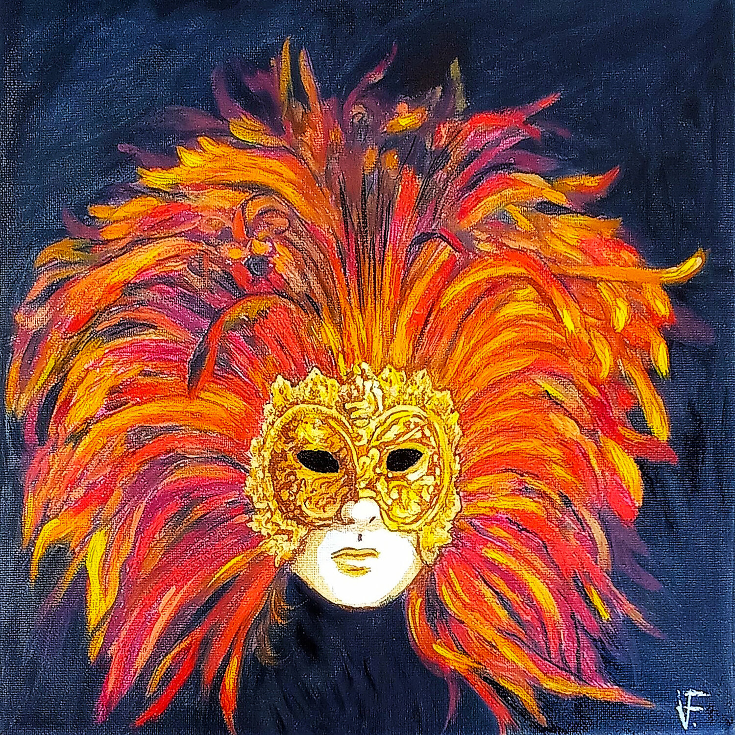 La Maschera Veneziana Rossa. Viktoriya Filipchenko Dipinto originale in vendita