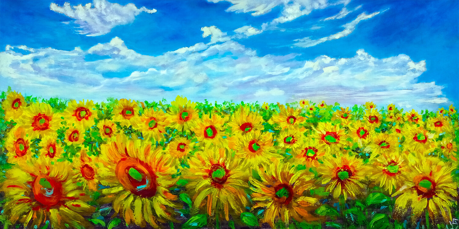 Tuscany Suflowers Field. Viktoriya Filipchenko Originalgemälde zu verkaufen